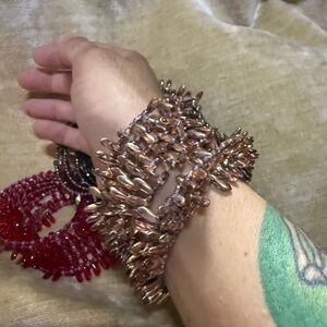 Handmade slinky glass bangle bracelets rose gold nude brand new